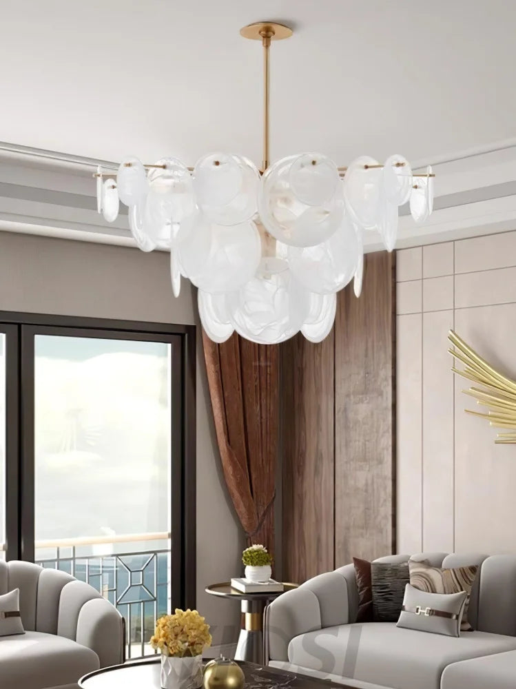 Brass Discs Cascading Round Chandelier - Cylinder-1-Yiosilamp