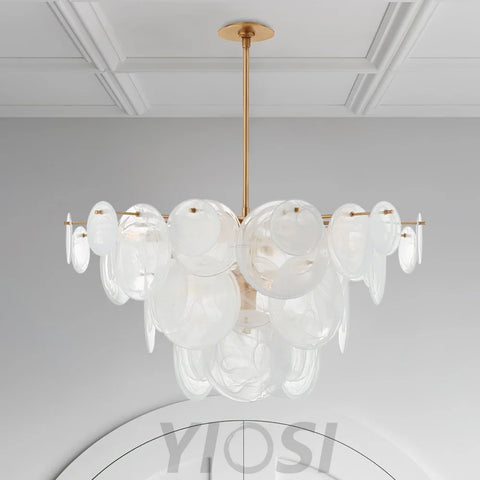 Brass Discs Cascading Round Chandelier - Cylinder-1-Yiosilamp