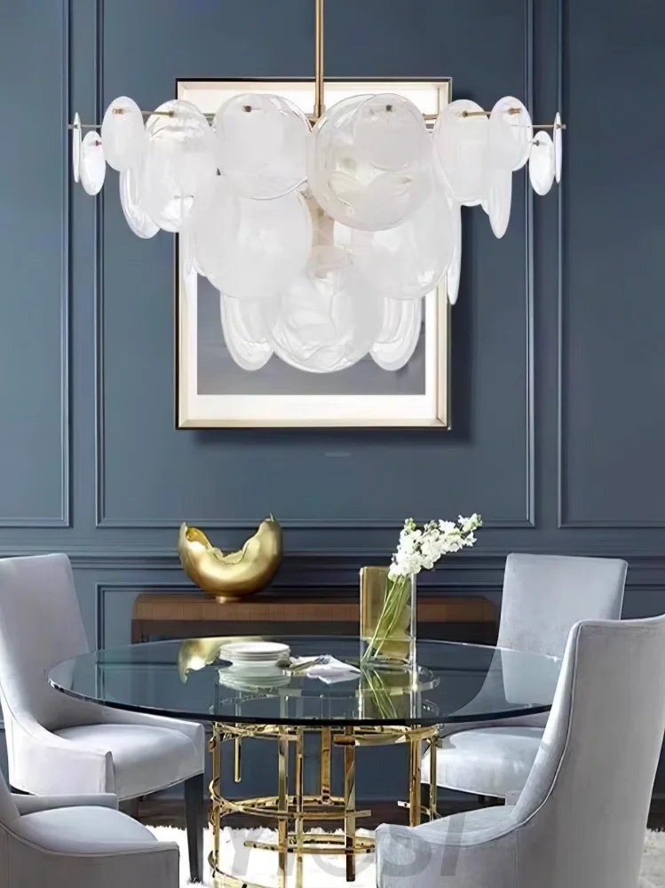Brass Discs Cascading Round Chandelier - Cylinder-1-Yiosilamp