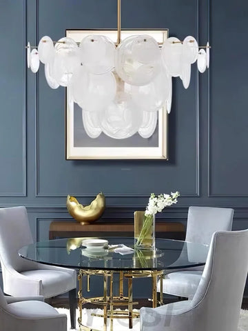 Brass Discs Cascading Round Chandelier - Cylinder-1-Yiosilamp