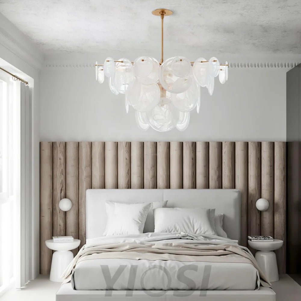 Brass Discs Cascading Round Chandelier - Cylinder-1-Yiosilamp