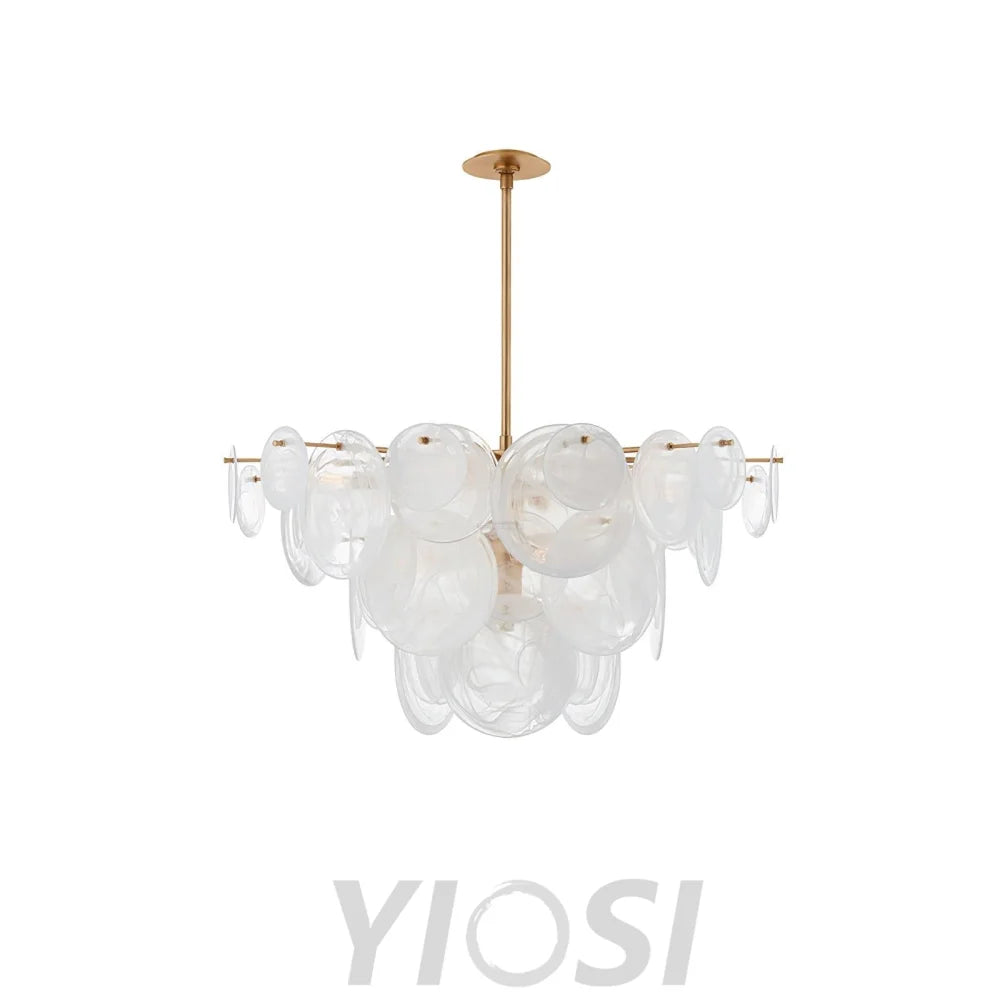 Brass Discs Cascading Round Chandelier - Cylinder-1-Yiosilamp