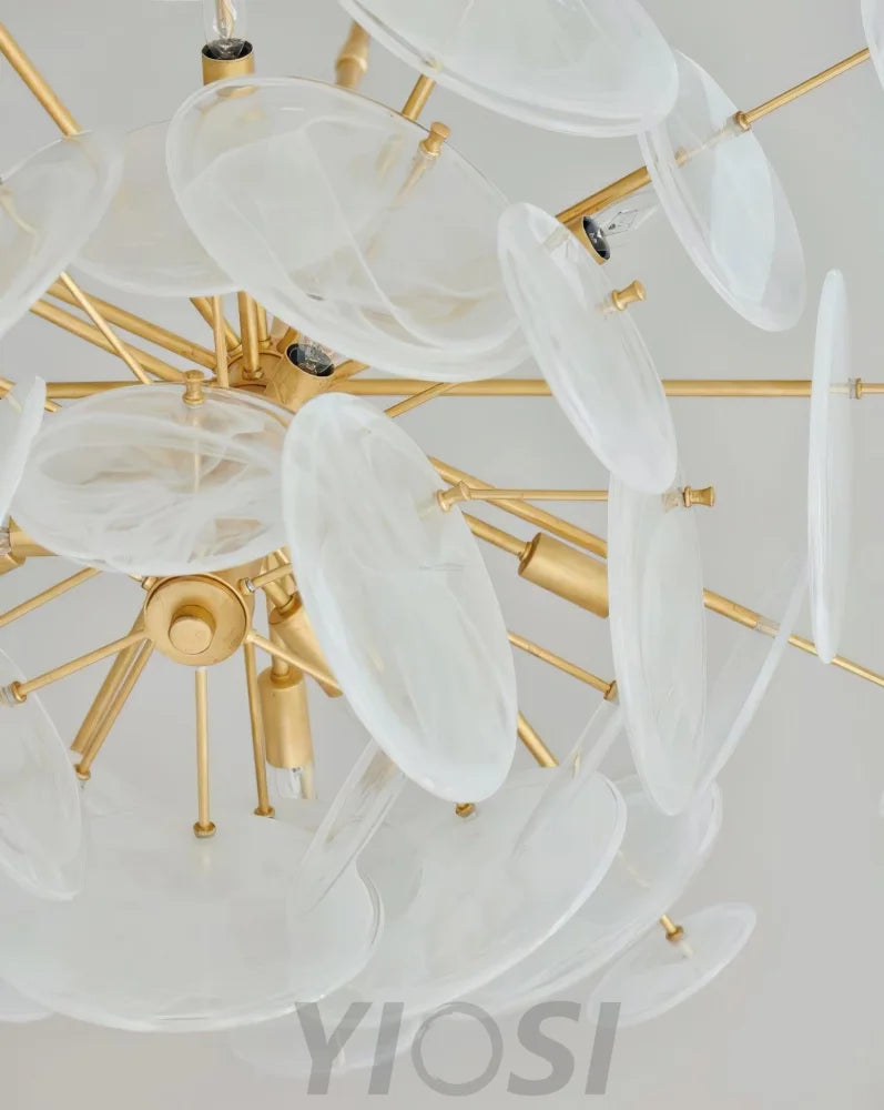 Brass Discs Cascading Round Chandelier - Cylinder-1-Yiosilamp