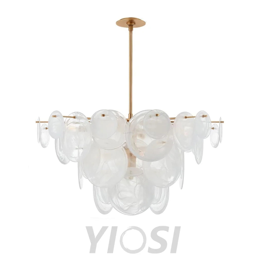 Brass Discs Cascading Round Chandelier - Cylinder-1-Yiosilamp
