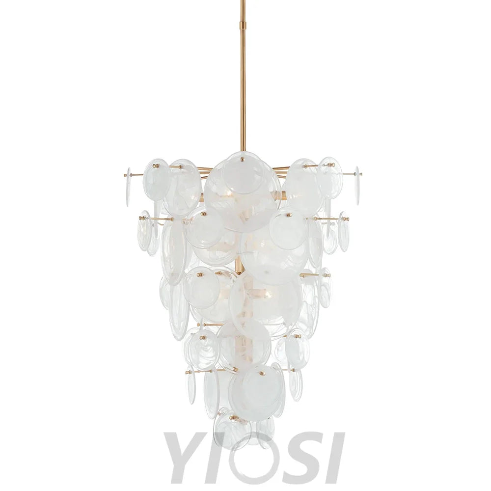 Brass Discs Cascading Round Chandelier - Cylinder-1-Yiosilamp