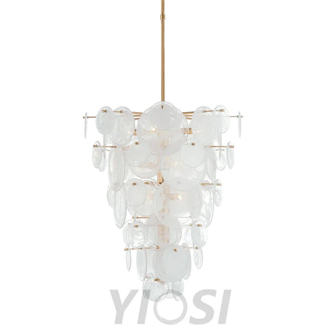 Brass Discs Cascading Round Chandelier - Cylinder-1-Yiosilamp