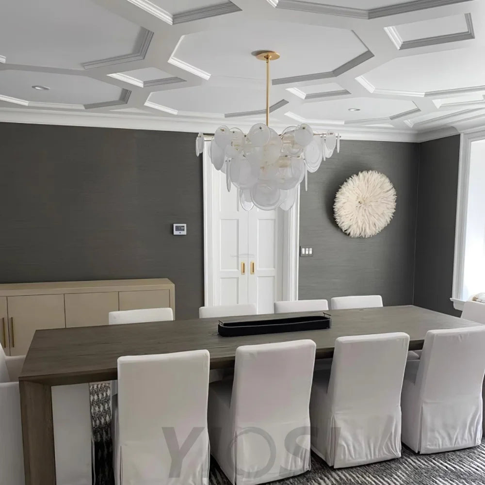 Brass Discs Cascading Round Chandelier - Cylinder-1-Yiosilamp