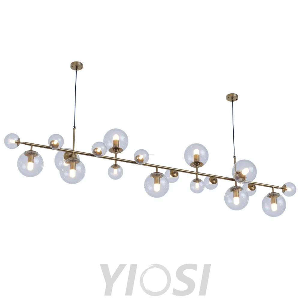 Brass Glass Globe Linear Chandelier - Hailey-1-Yiosilamp
