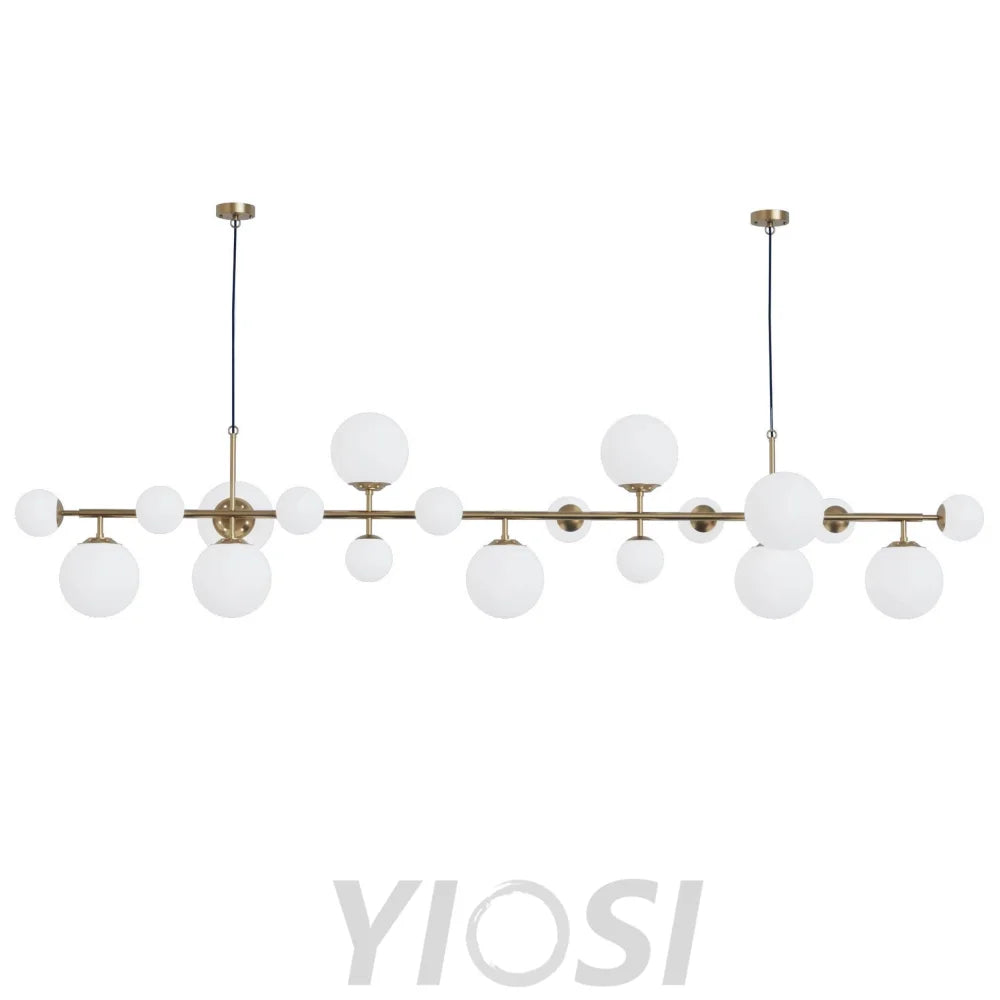 Brass Glass Globe Linear Chandelier - Hailey-1-Yiosilamp