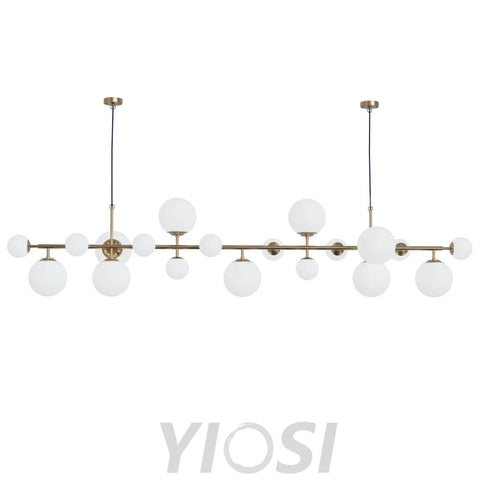 Brass Glass Globe Linear Chandelier - Hailey-1-Yiosilamp