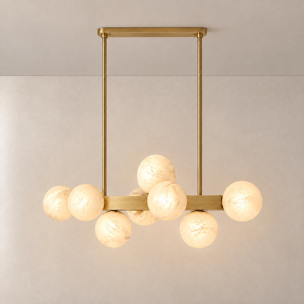 Brass Multi-orb Alabaster Pendant Light