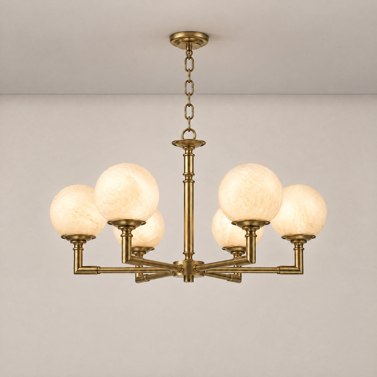 Brass Orb Classic Alabaster Pendant Light