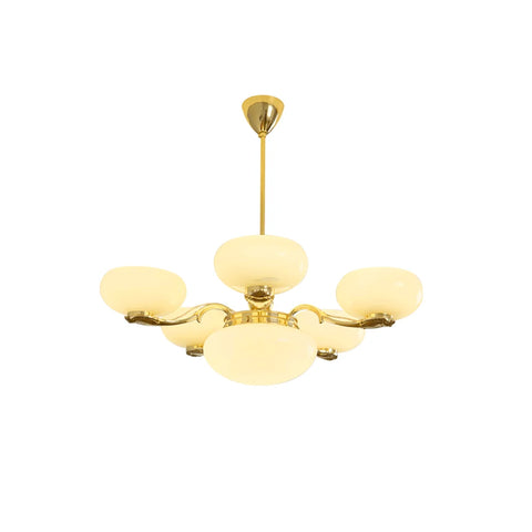 Brass Radiance Orb Chandelier with 3+1/5+1 heads - Glass Chandelier, Persimmon-1-Yiosilamp