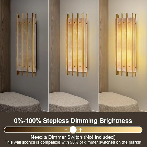 Brass Square Natural Marble Wall Light
