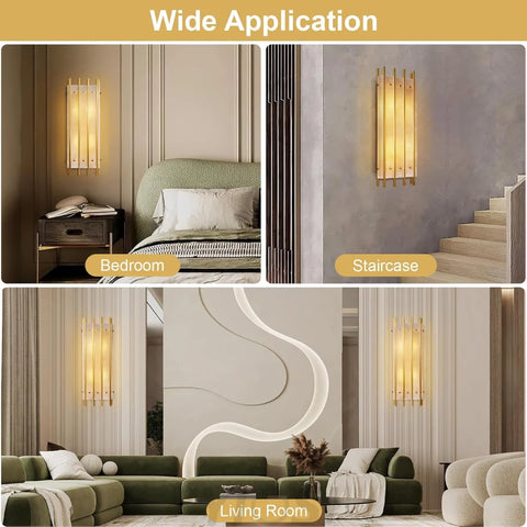 Brass Square Natural Marble Wall Light