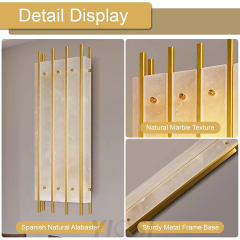 Brass Square Natural Marble Wall Light