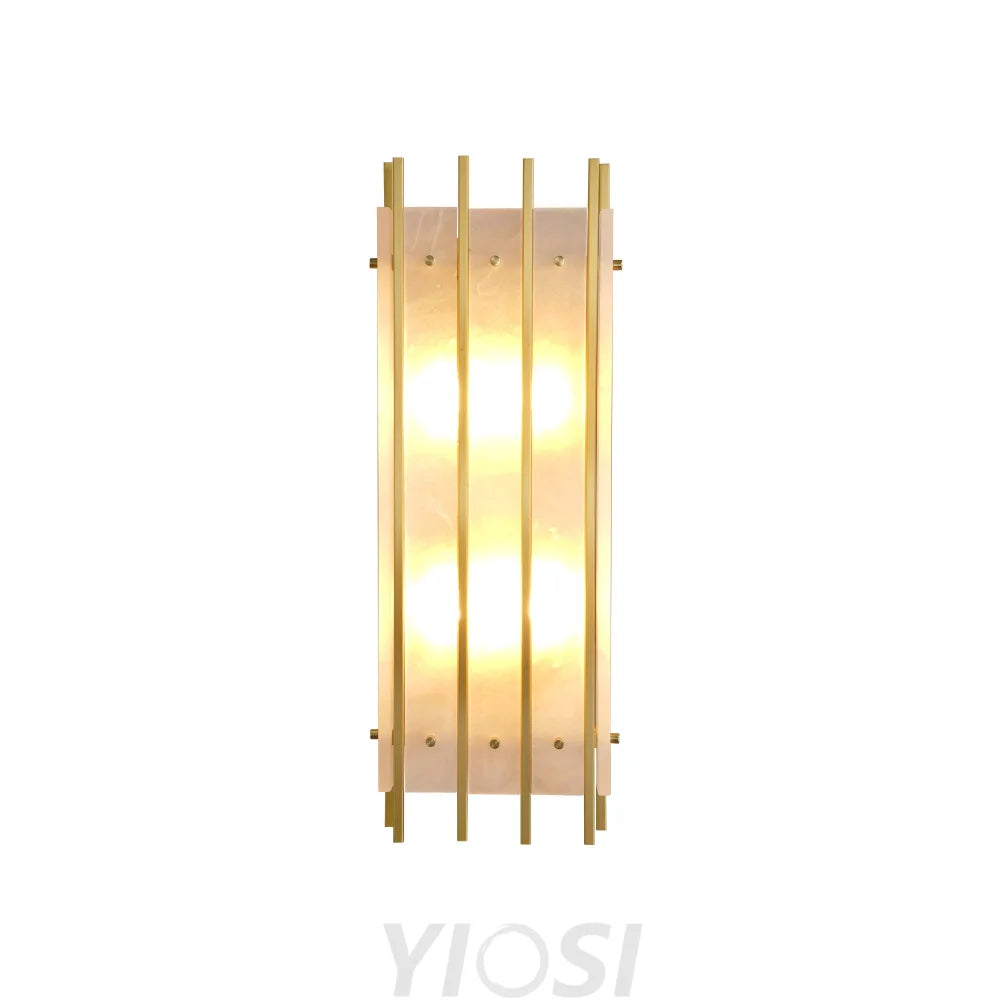Brass Square Natural Marble Wall Light