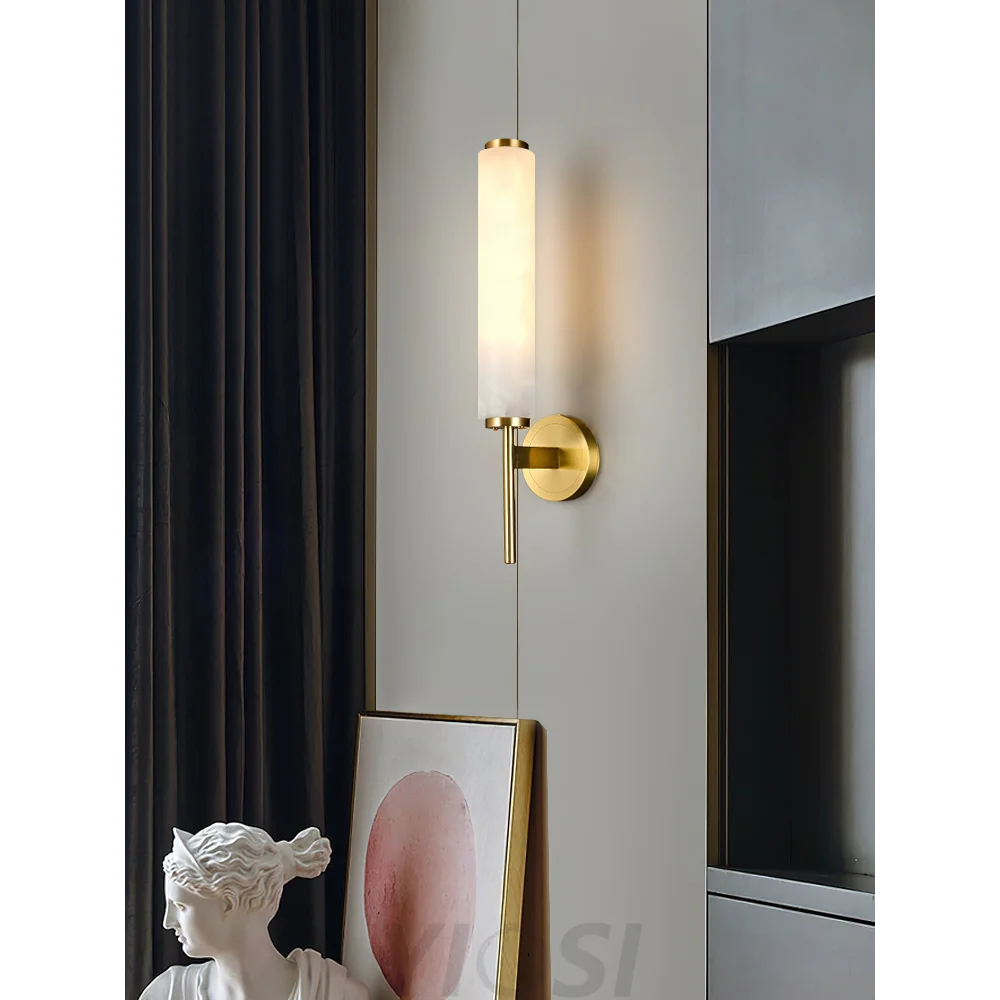 Brindisi Brass & White Alabaster Wall Sconce with LED Glow