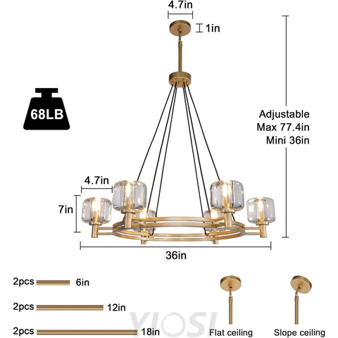 Brushed Metal Crystal Chandelier