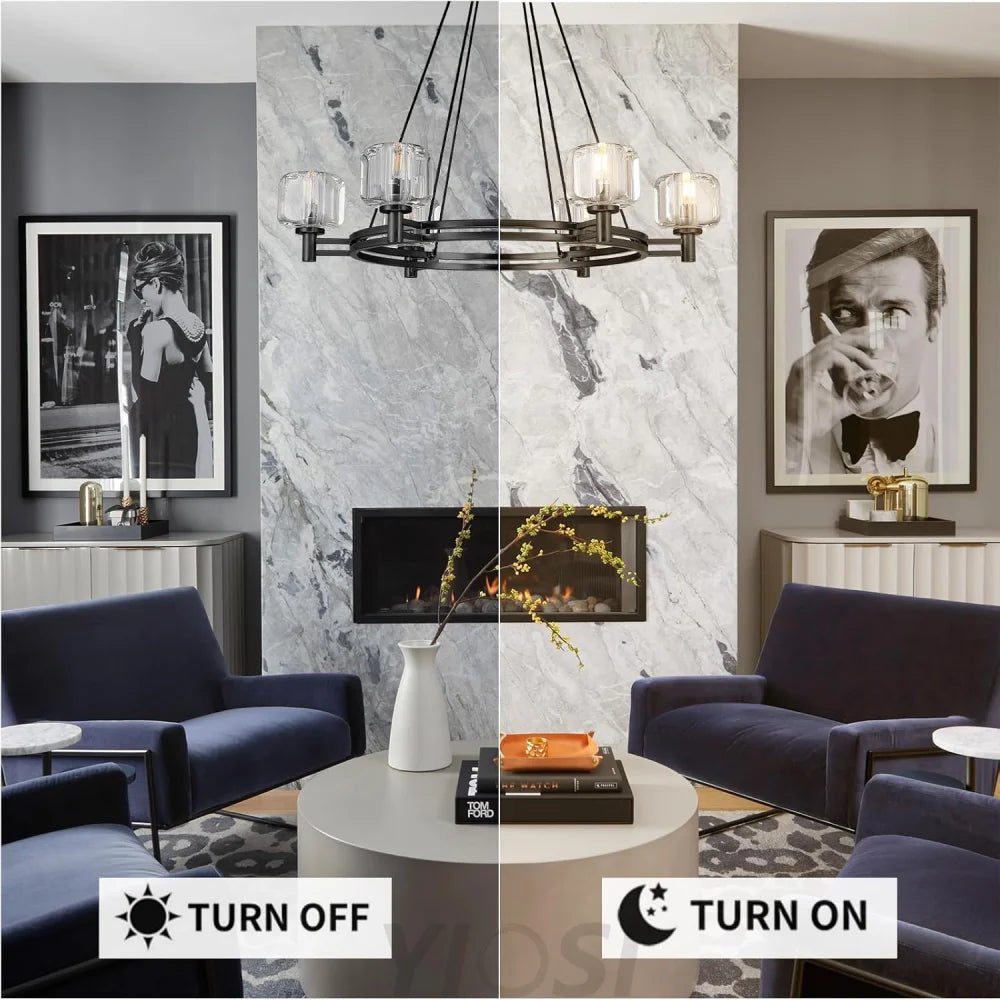Brushed Metal Crystal Chandelier