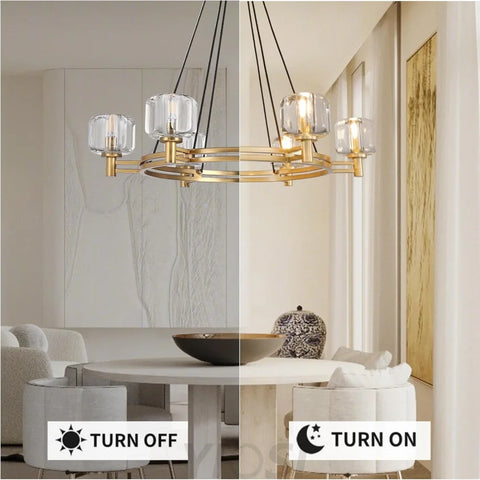 Brushed Metal Crystal Chandelier