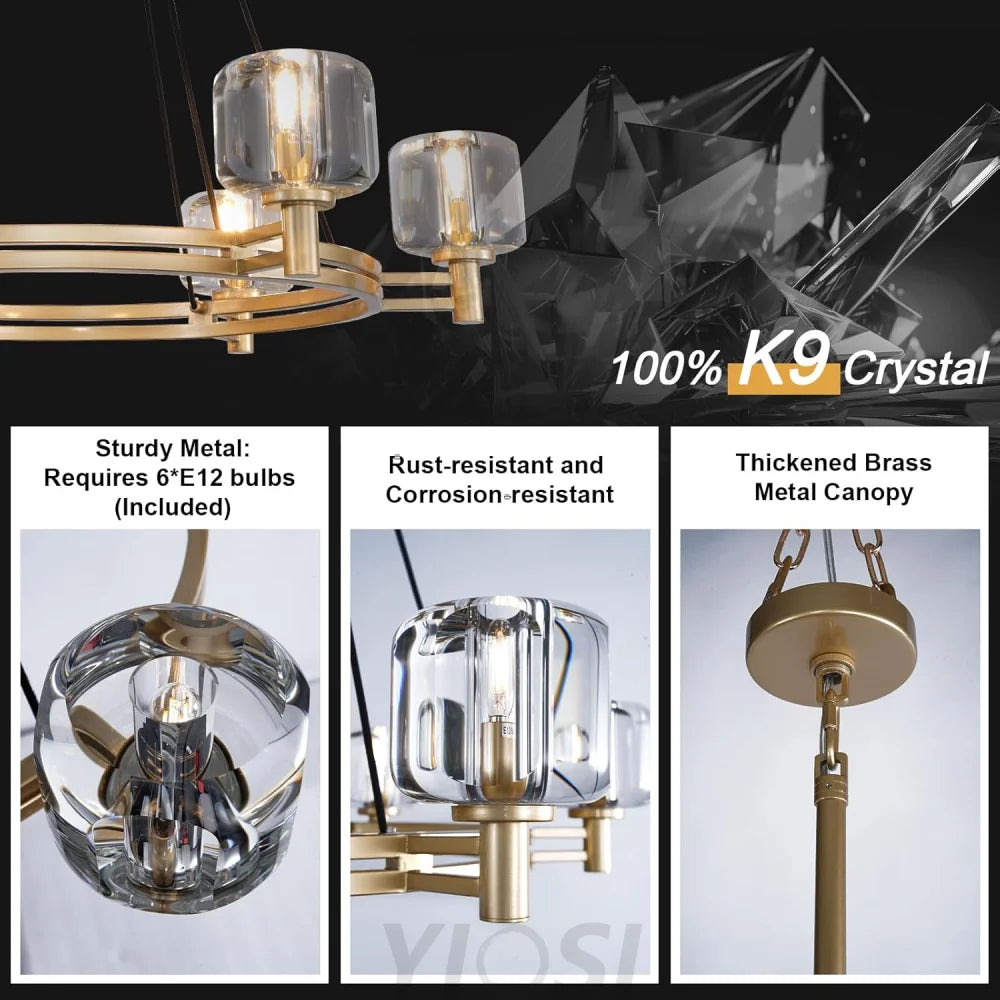 Brushed Metal Crystal Chandelier