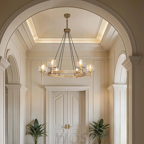 Brushed Metal Crystal Chandelier