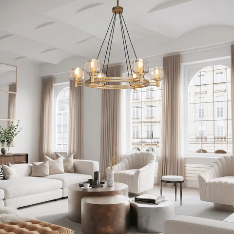 Brushed Metal Crystal Chandelier