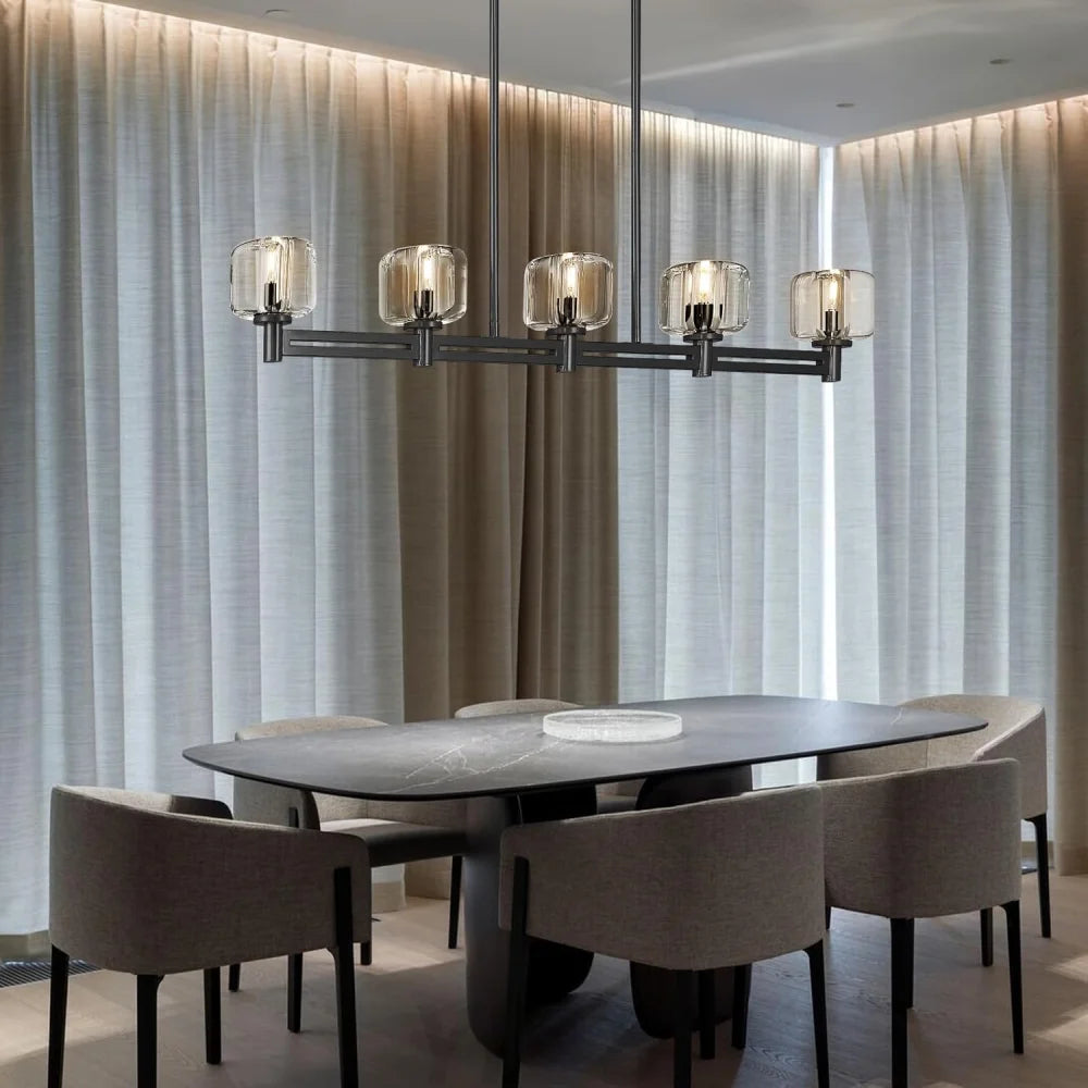 Brushed Metal Crystal Chandelier