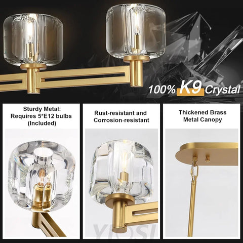 Brushed Metal Crystal Chandelier