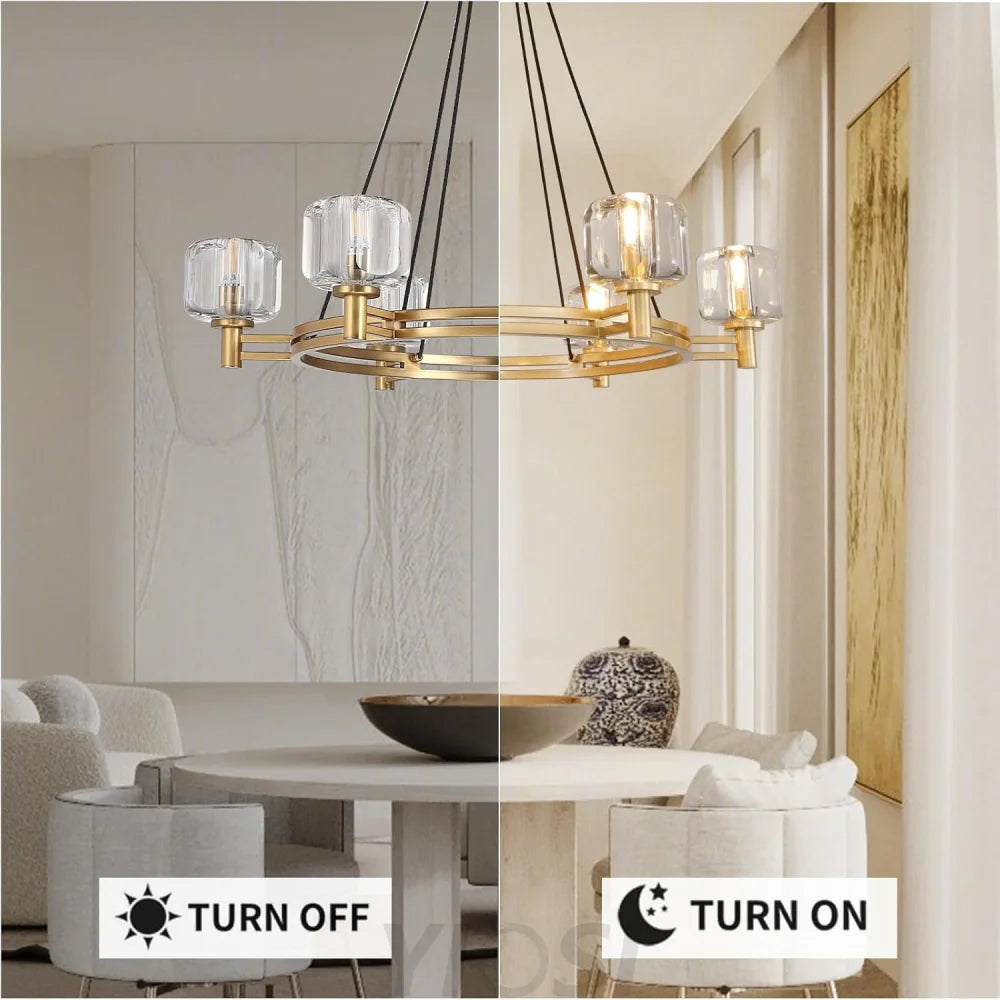 Brushed Metal Crystal Chandelier