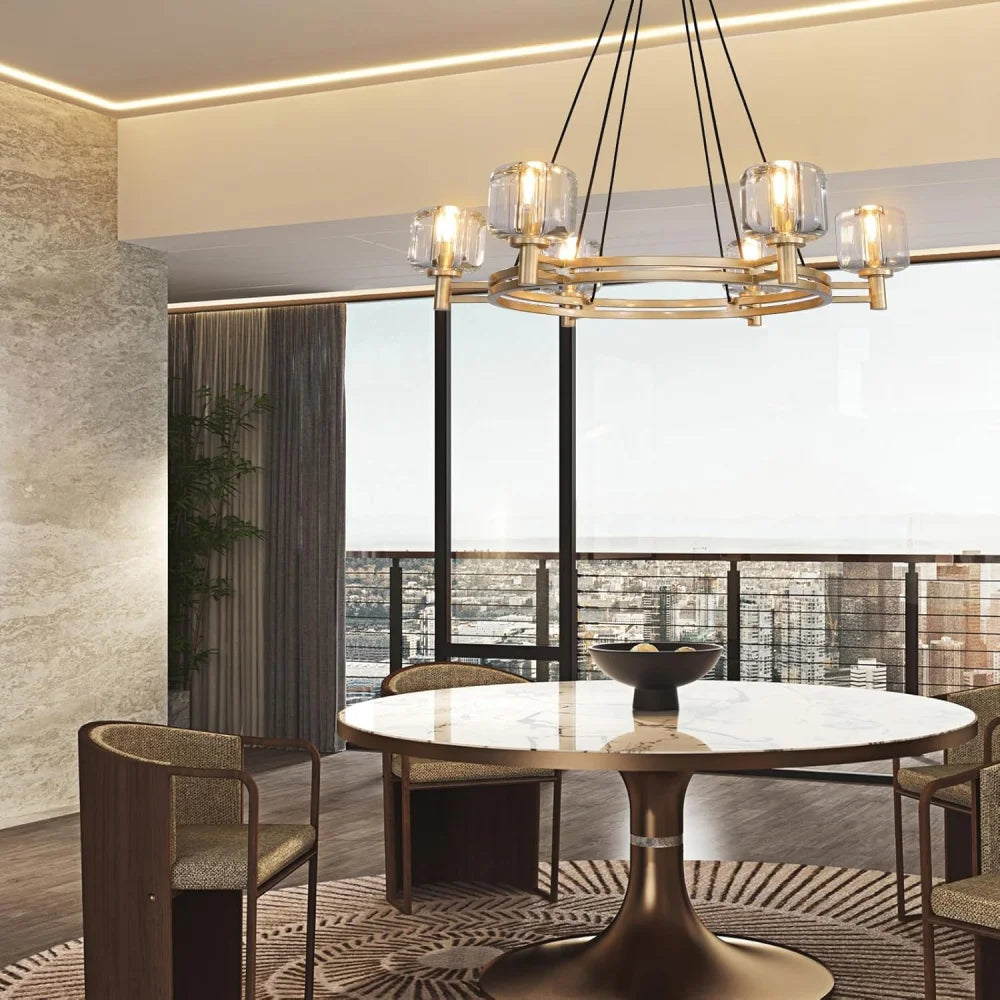 Brushed Metal Crystal Chandelier