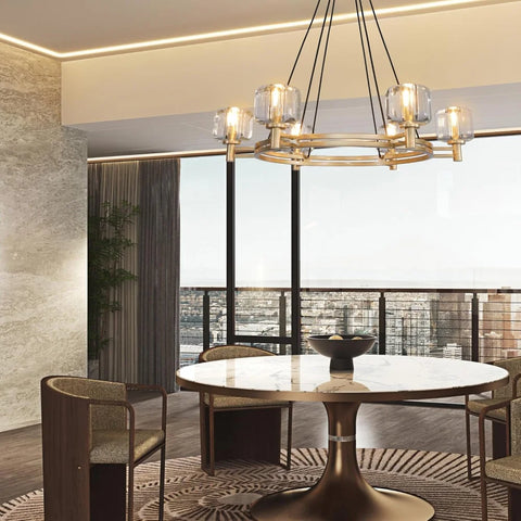Brushed Metal Crystal Chandelier
