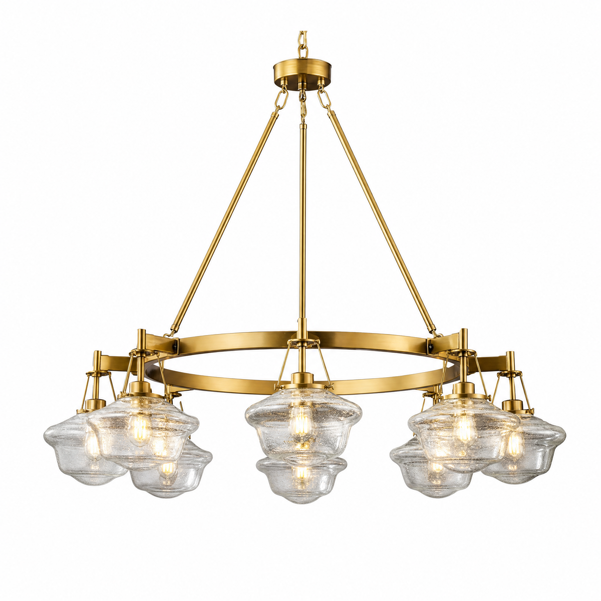 Bubble Glass 8-Light Round Pendant D1000