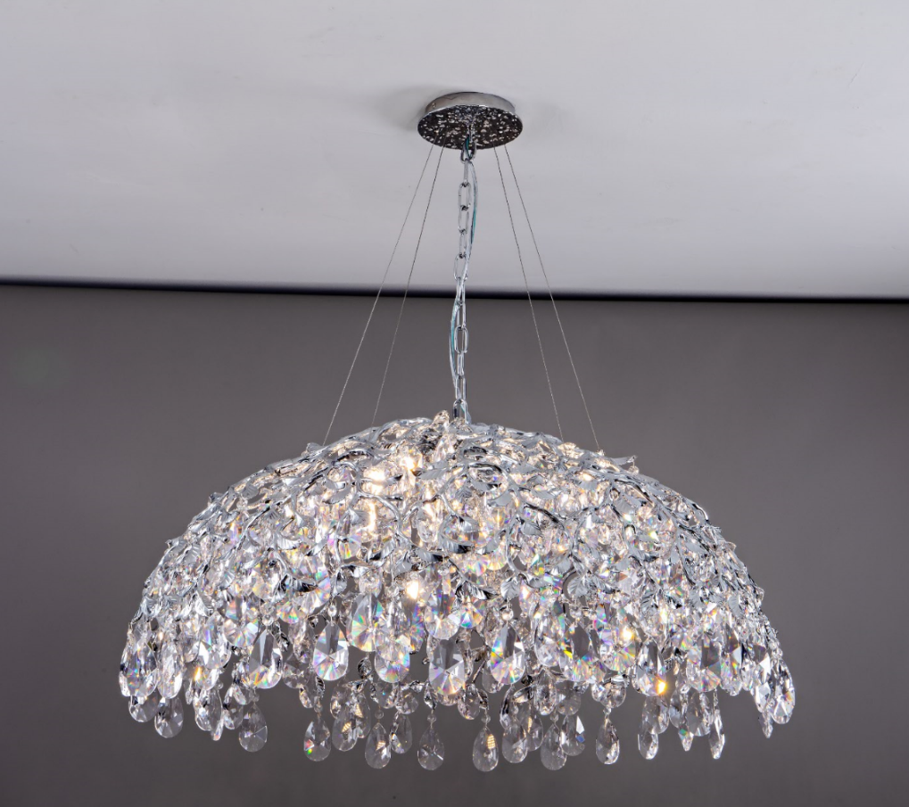 Pear Dome Downward Branch Chandelier D1000 - Silver