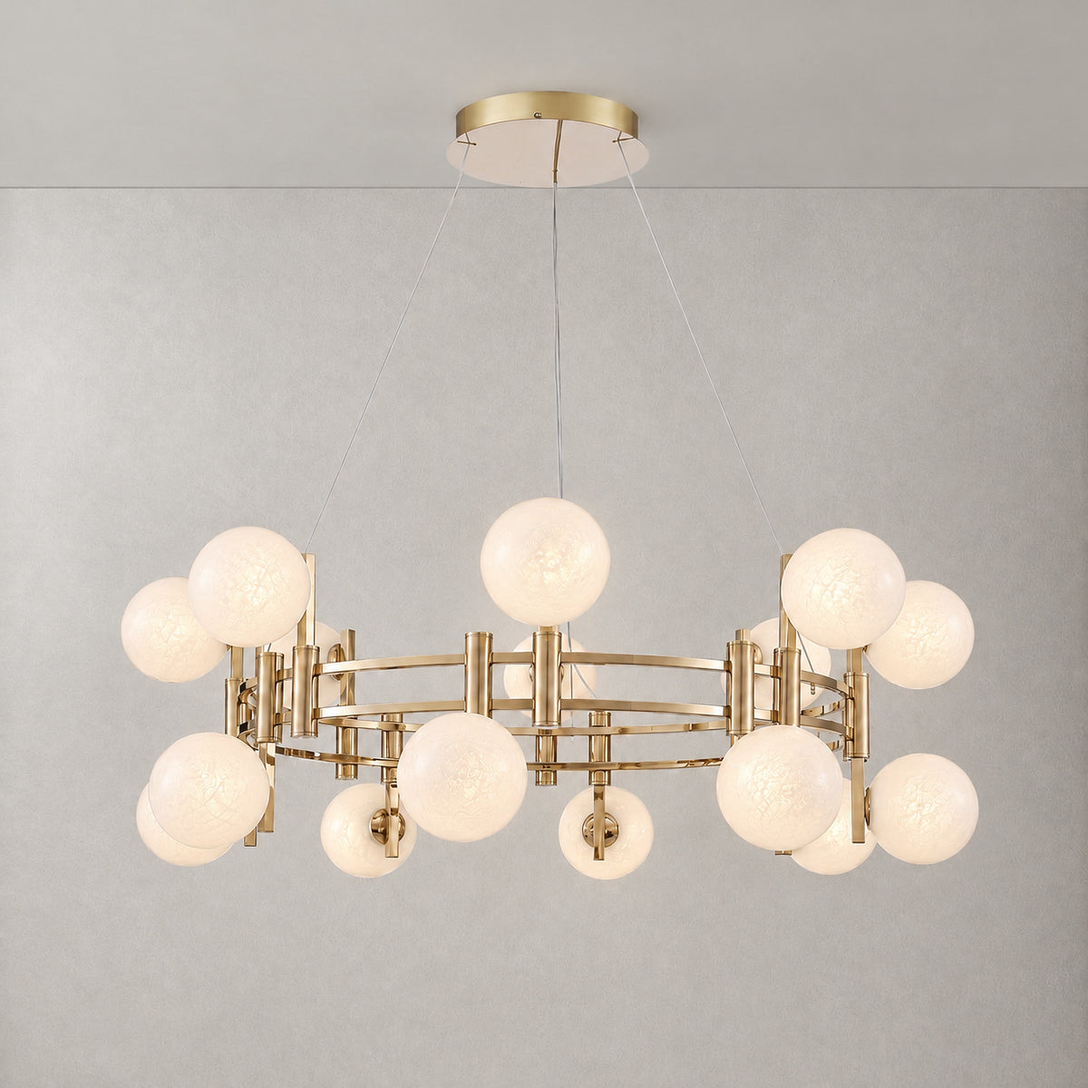 Callisto Frosted Glass Globe Round Chandelier 39.4"