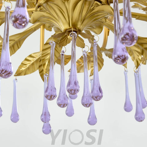 Candle Style Amethyst Drops Crystal Chandelier with 6/8 heads - Candle-1-Yiosilamp