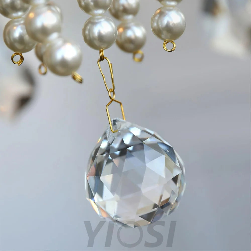 Candle Style Crystal Pearl Candle Chandelier - Candle-1-Yiosilamp