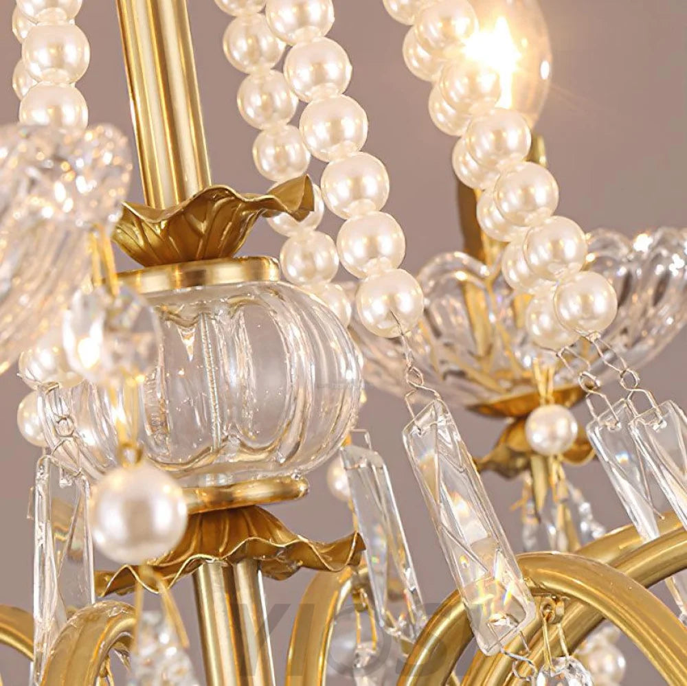 Candle Style Crystal Pearl Candle Chandelier - Candle-1-Yiosilamp