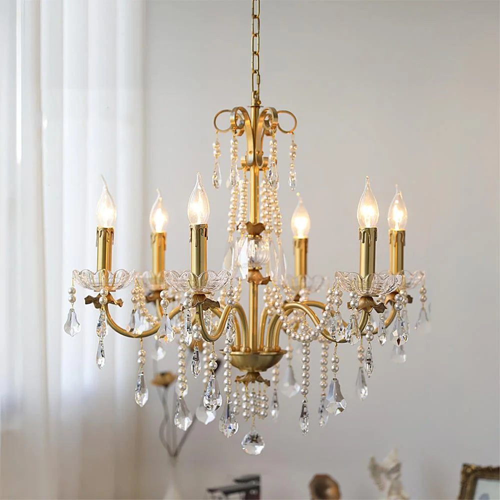 Candle Style Crystal Pearl Candle Chandelier - Candle-1-Yiosilamp