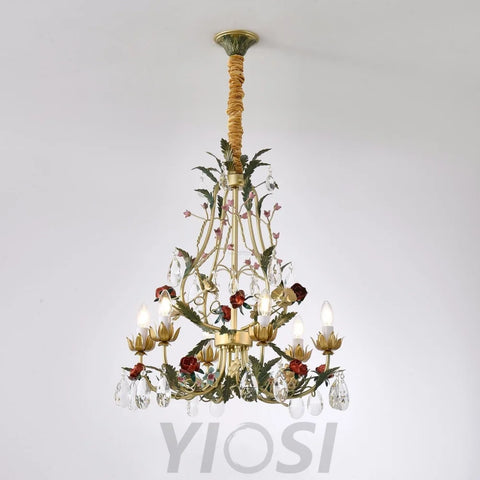 Candle Style Rose Love Chandelier with 6/8 heads - Candle-1-Yiosilamp