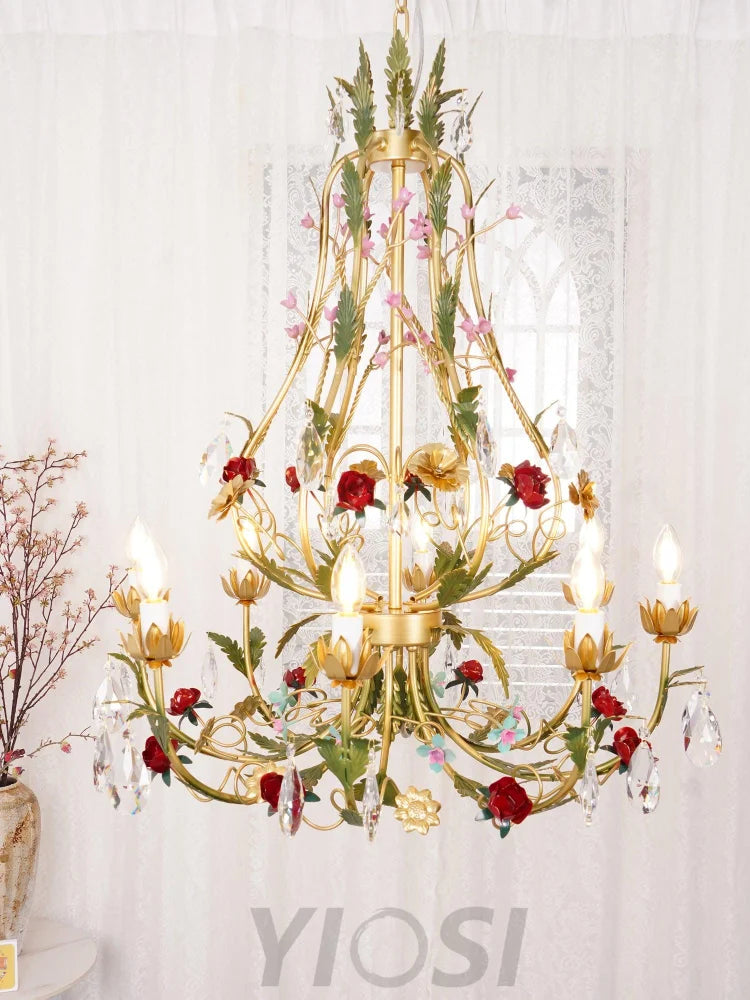 Candle Style Rose Love Chandelier with 6/8 heads - Candle-1-Yiosilamp