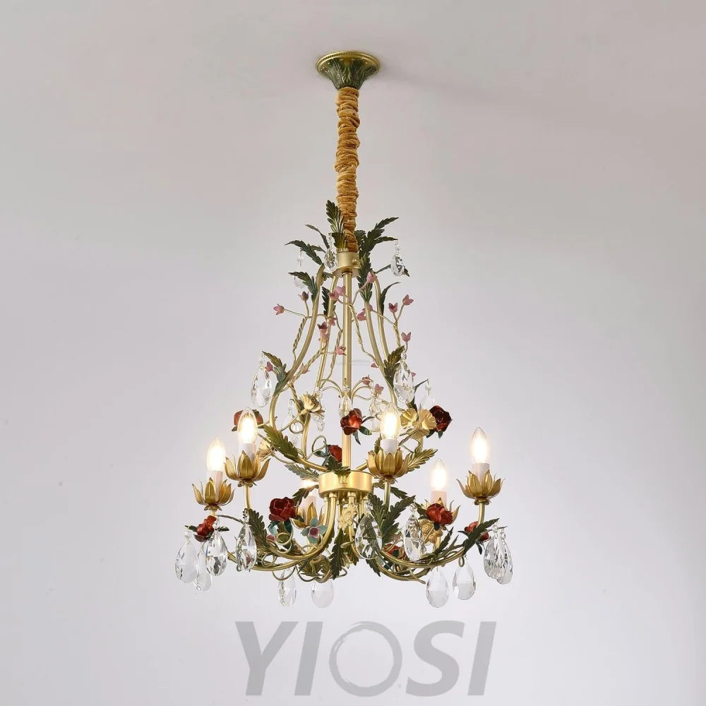 Candle Style Rose Love Chandelier with 6/8 heads - Candle-1-Yiosilamp