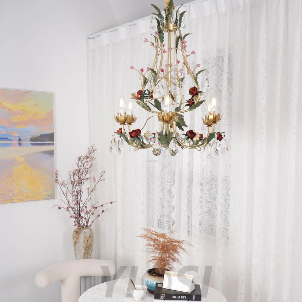 Candle Style Rose Love Chandelier with 6/8 heads - Candle-1-Yiosilamp