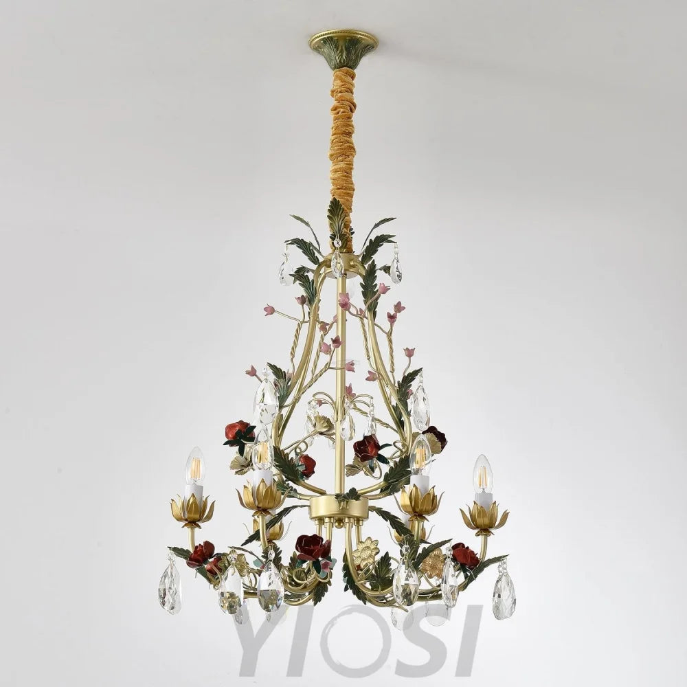 Candle Style Rose Love Chandelier with 6/8 heads - Candle-1-Yiosilamp