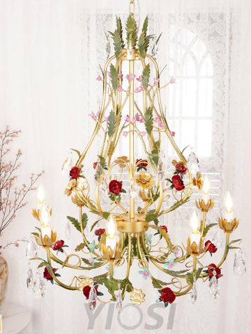 Candle Style Rose Love Chandelier with 6/8 heads - Candle-1-Yiosilamp