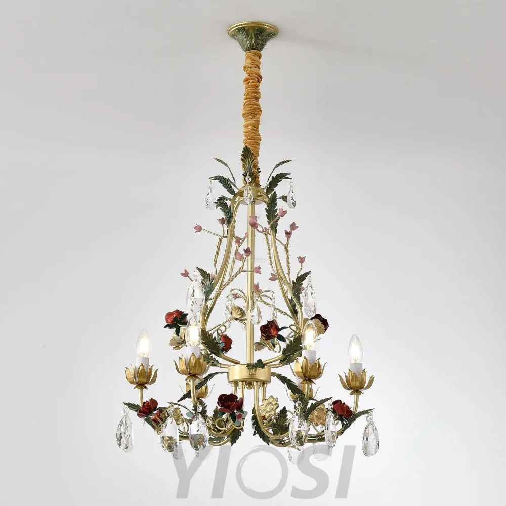 Candle Style Rose Love Chandelier with 6/8 heads - Candle-1-Yiosilamp