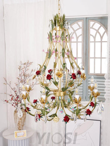 Candle Style Rose Love Chandelier with 6/8 heads - Candle-1-Yiosilamp