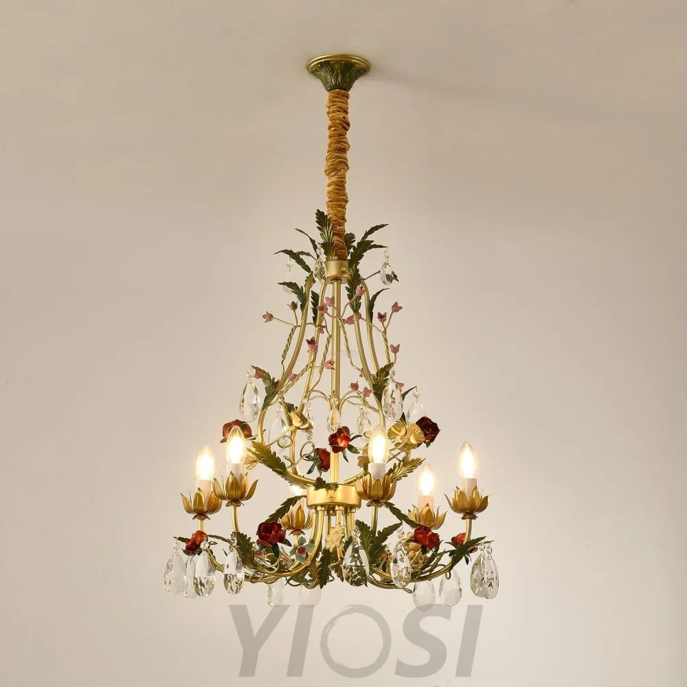 Candle Style Rose Love Chandelier with 6/8 heads - Candle-1-Yiosilamp