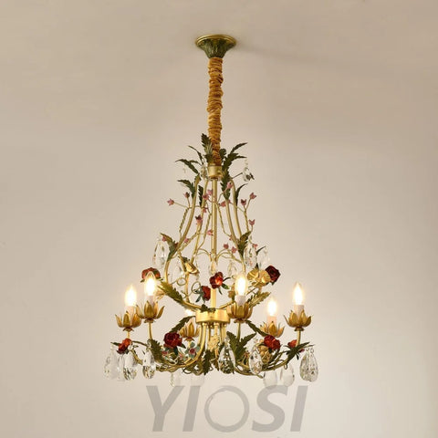 Candle Style Rose Love Chandelier with 6/8 heads - Candle-1-Yiosilamp